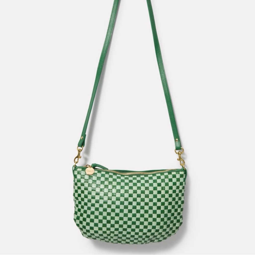 Clare V Petit Moyen Green Checkered Crossbody Bag - Picture 3 of 4